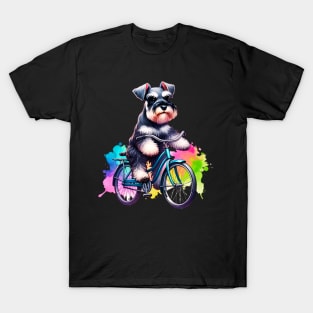 Watercolor Miniature Schnauzer Cycling T-Shirt